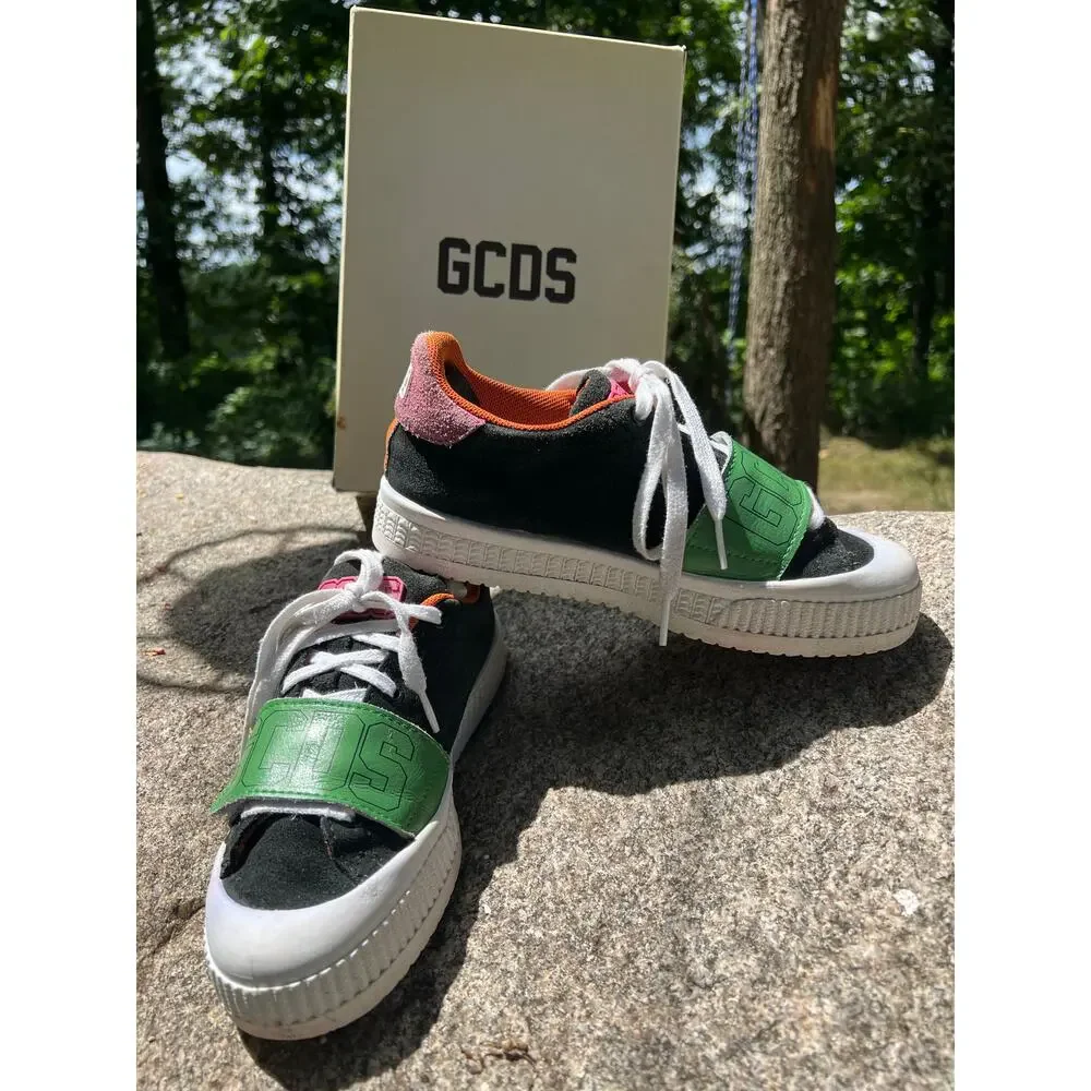 GCDS Shoes Multicolor Suede Low Top Lace Up Women Sneakers Retail $400